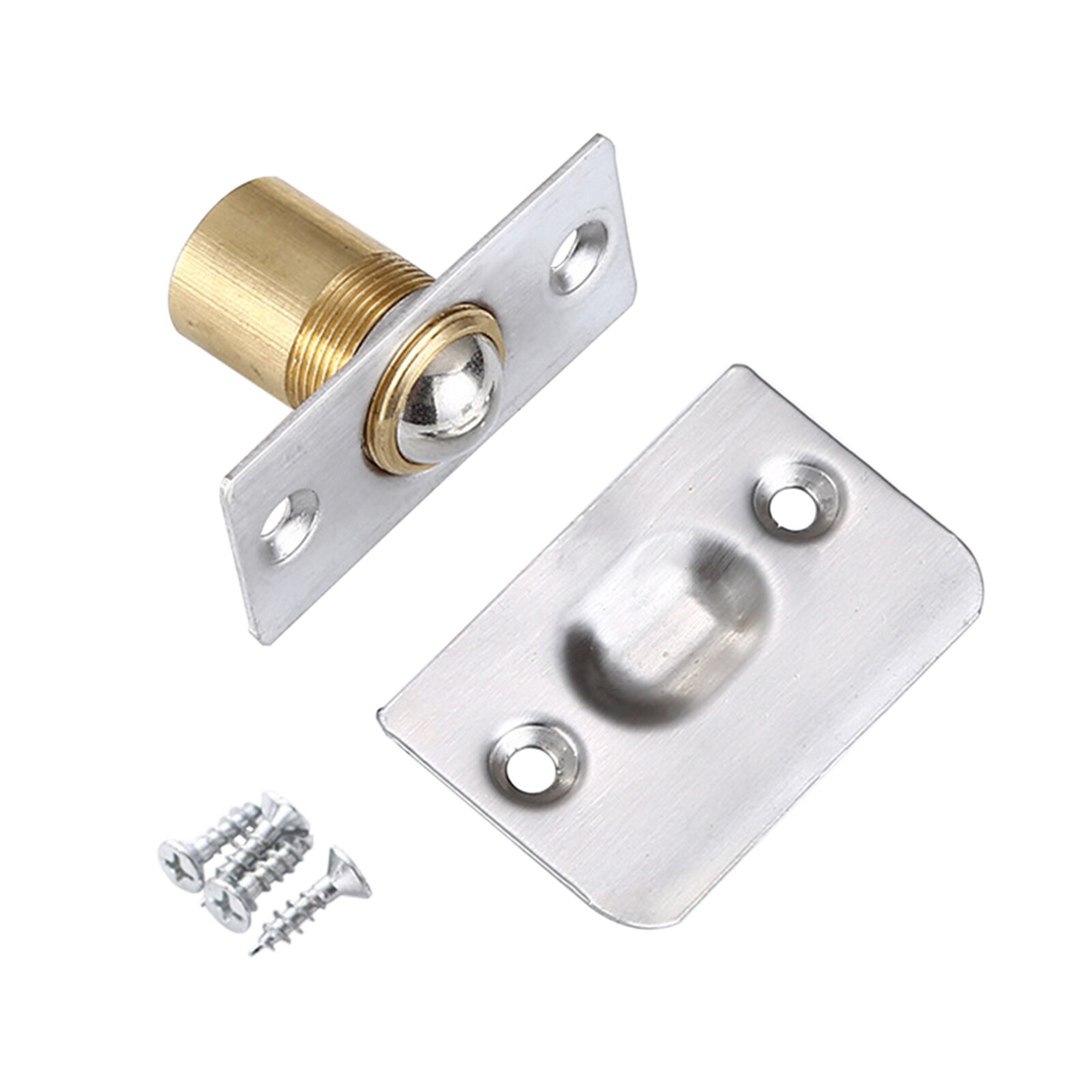 Kids Safety Adjustable Size With Strike Plate Rust Proof Closet Door Ball Catch Cabinet Bathroom Doorstop Universal Home Latches: 4 Pack / Silver