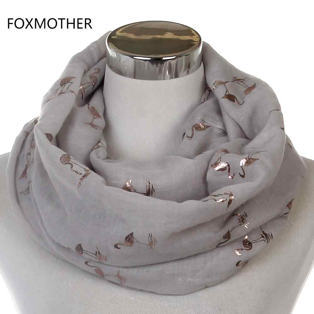 Foxmother Mode Glanzende Roze Mint Bronzing Folie Goud Flamingo Swan Ring Sjaal Snood Foulard Sjaal Vrouwen: Grey Loop