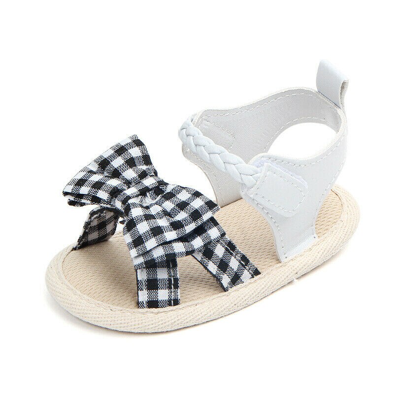 Girl Baby Bowknot Sandals Newborn Infant Casual Outdoor Princess Velcro Soft Sole Crib Shoes Skid-Proof 0-18 Months: Black / 13-18 Months