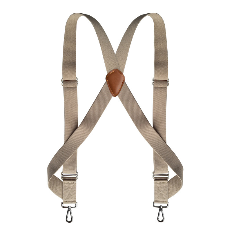 Mannen Zware Trucker Bretels 3.5Cm Breed X-Back Met 2 Side Clip Swivel Haken Verstelbare Elastische big Tall Broek Bretels: Beige
