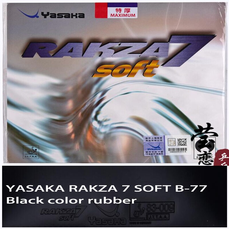 original yasaka RAKZA 7 soft (B-77) and RAKZA 7(B-76) table tennis rubber made in energy rubber for table tennis racket: B-77  black