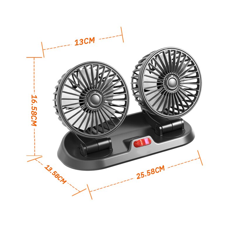 Ventilador de coche de doble cabeza, dispositivo de refrigeración de 5V, 12V y 24V, Usb, 2 velocidades, ajustable, accesorios de coche, regulación del viento