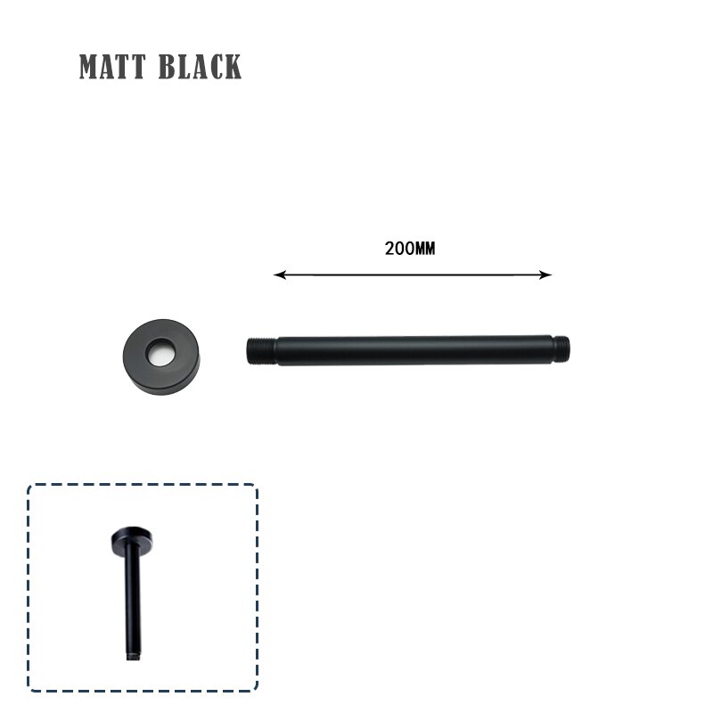 20/30/40CM Stainless Steel Shower Head Extension Arm Top Ceiling Mounted Wall Mounted Tube Rainfall Shower Head Arm for Bathroom: Black Top Mount