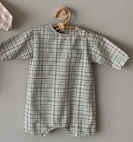 Lente Baby Romper Jongens Plaid Jumpsuits Zoete Meisjes Romper Baby Outfit Baby Kleding: green / 9m