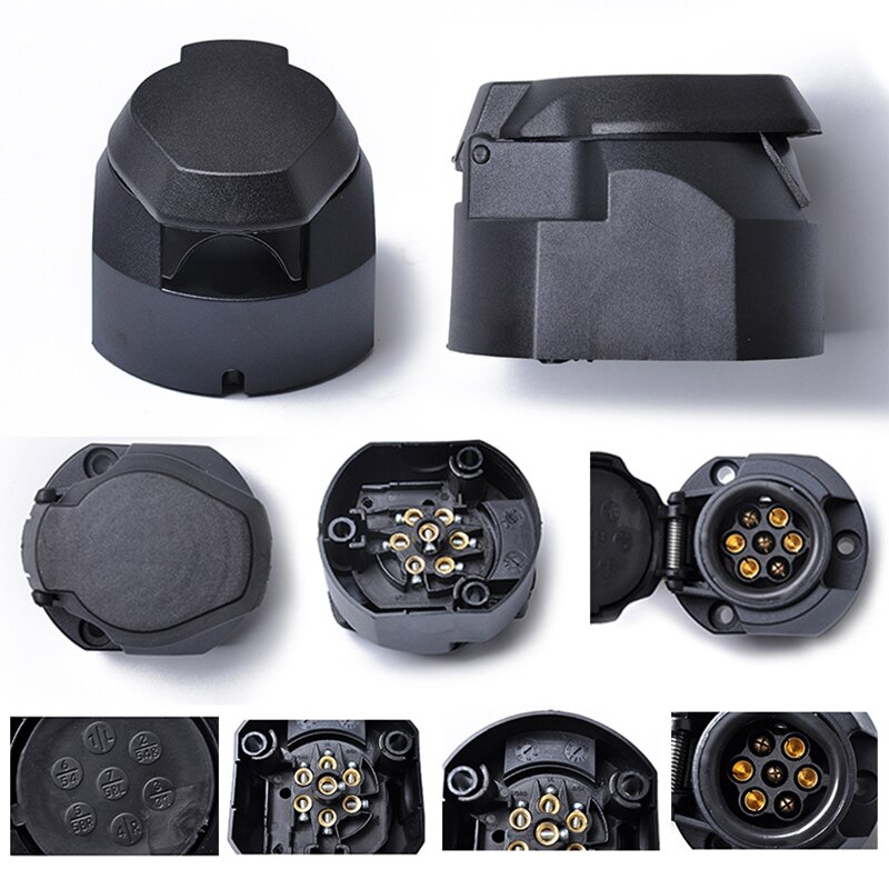 12V 7-Pin Flat Round Trailer Connection Socket European Standard Truck Trailer Link Flat Round Cars Trailer Connector