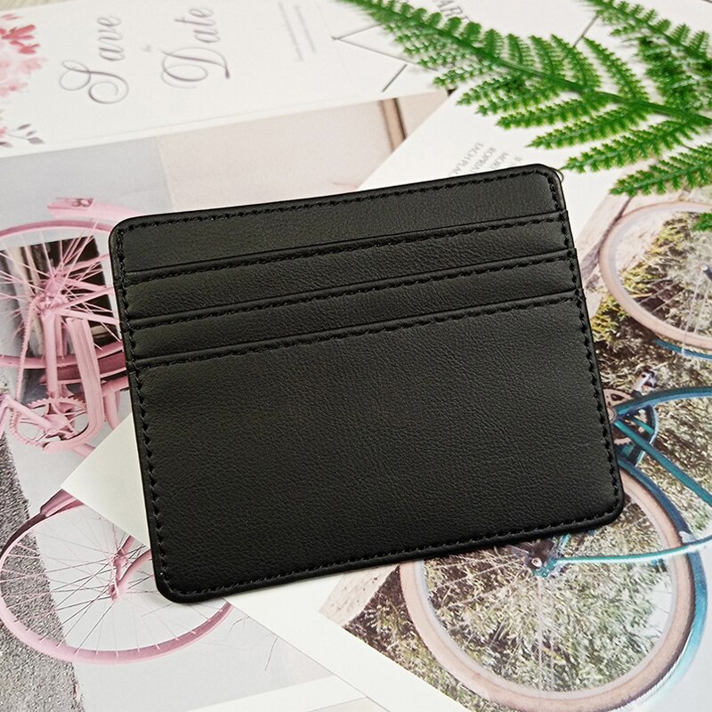 1 PC ultra-thin PU card holder mini simple credit card ID card holder men and women business card holder bag: black