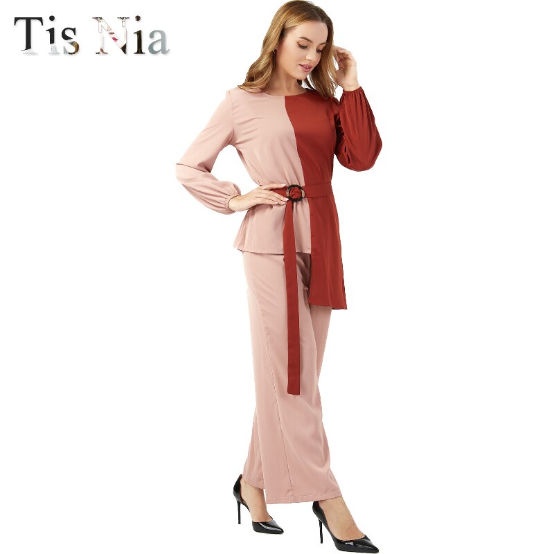 Eid Mubarak Two-Piece Muslim Suit Abaya Turkish Mosaic Color Suit Caftan Kaftans Islamic Clothing Abayas For Women Musulman Ense