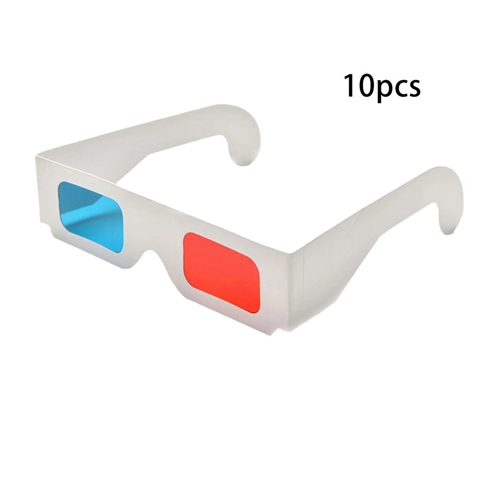 10 Stks/partij Universele Anaglyph Kartonnen Papier Red &amp; Blue Cyaan 3d Bril Voor Film Snelle Levering