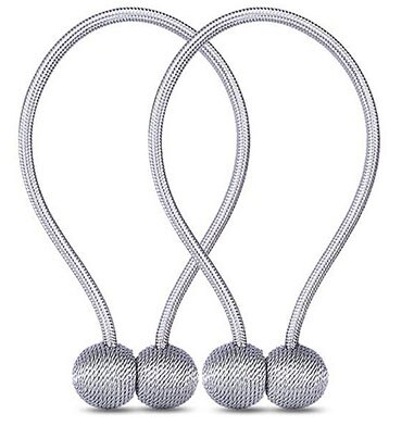2 Stuks Magnetische Gordijn Gesp Creatieve Polyester Bal Gordijn Tiebacks Vastzetmogelijkheden Terugloopsper Gesp Gordijn Decor Clips Accessoire: Gray