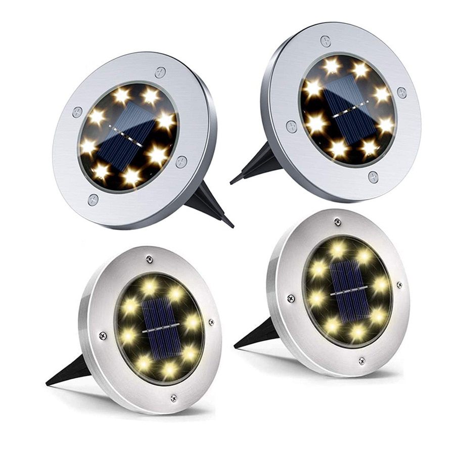 Thrisdar Solar Ground Light 8LED Solar Garden Buried Floor Light Outdoor Landscape Lawn Pathway Deck Disk Solar Lights