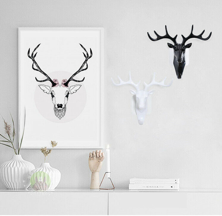 Chapeau avec tête de cerf et bois de cerf, crochet , décoration murale pour la maison, artistique Vintage
