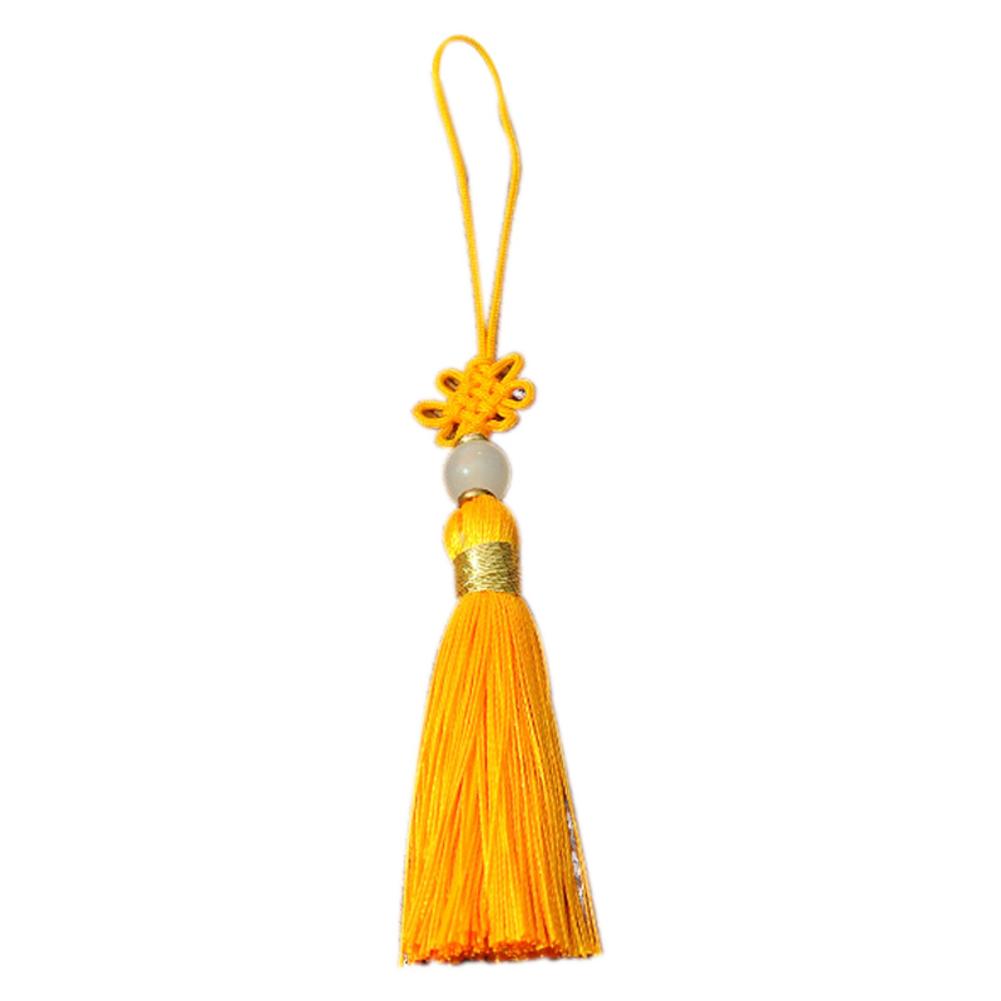 Pompon nœud chinois en coton 12.5cm | Fait à la main en soie pour sac suspendu à porte-clés, accessoires pour rideaux de couture, décoration de vêtement, bricolage: Yellow