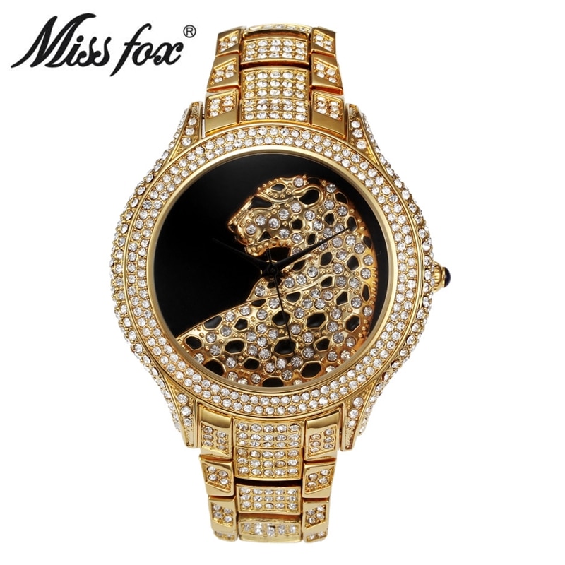 Missfox Horloge Vrouwen Elegante Armband Horloges Luxe Diamant Romantische Vrouwen Horloges Innovatieve Luipaard Klok Montre Femme