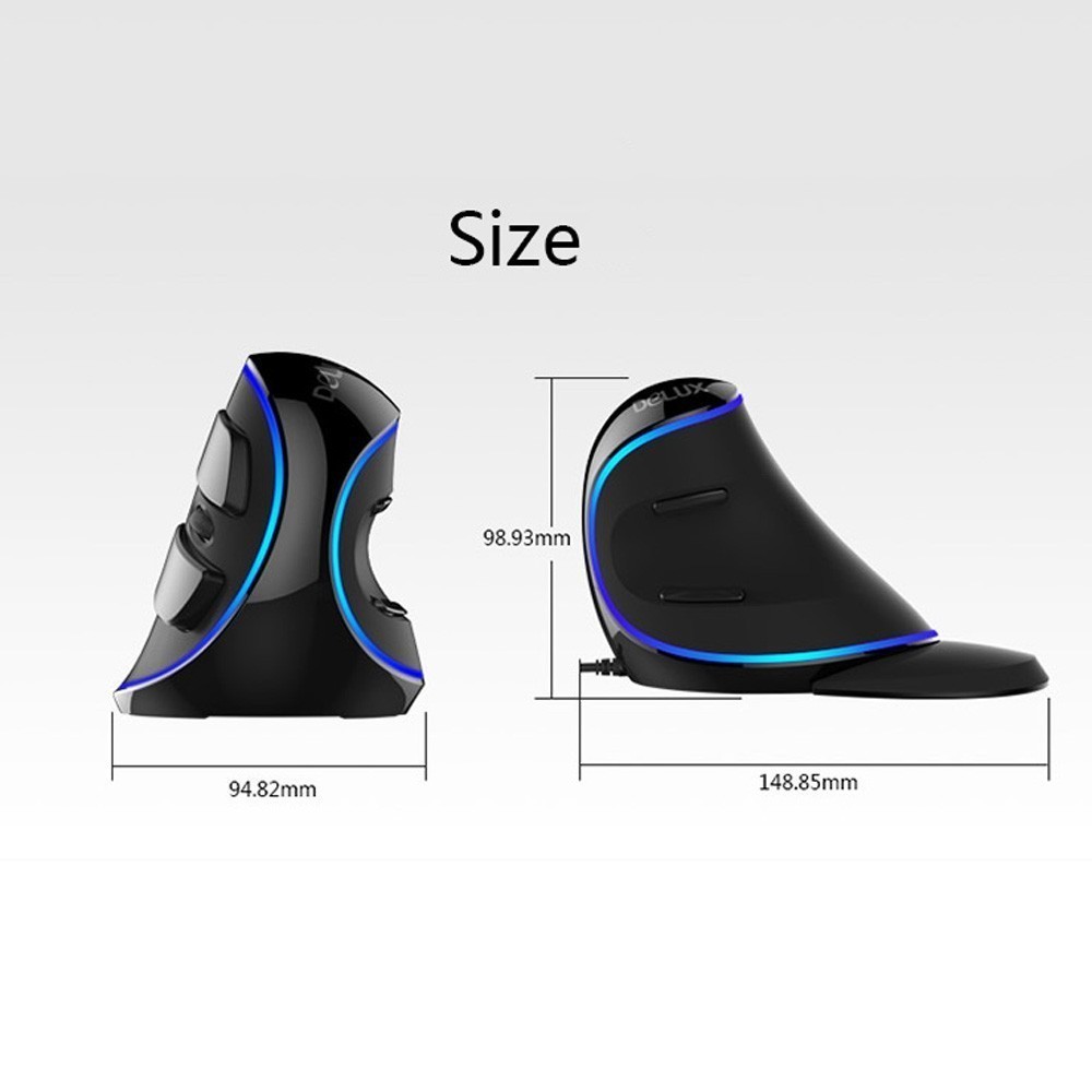 Delux M618 Plus Ergonomic Vertical Mouse Gamer Wired 6D Gaming Mause 600/1000/1600DPI Optical USB Computer Mice For Laptop PC
