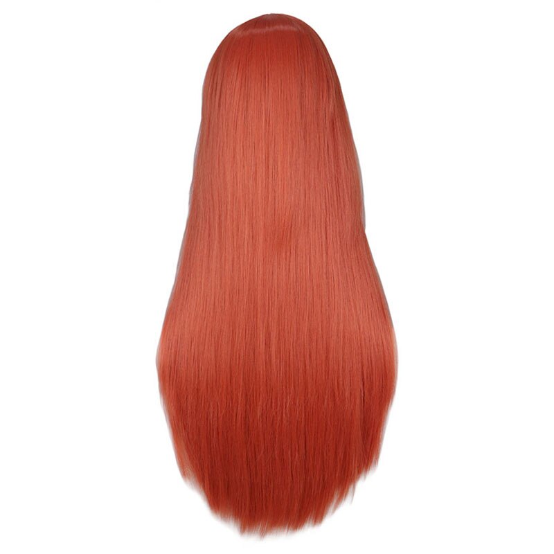 QQXCAIW Long Straight Cosplay Wig Women Costume Party Black Red Ombre Heat Resistant Synthetic Hair Wigs: gold pink