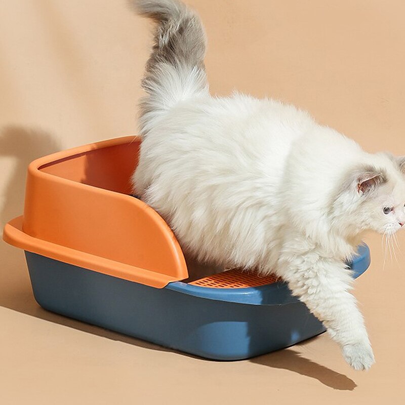 Cat Litter Box Heighten Semi-open Toilets For Pet Clean Sandbox With Free Shovel Cat Pet Supplies