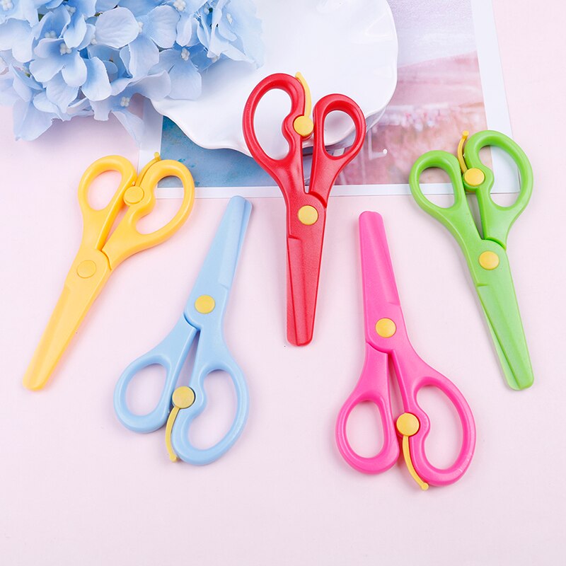 1pcs Plastic Cute Mini Safety Round Head Scissors Student Kids Paper Cutting Kindergarten School Supplies