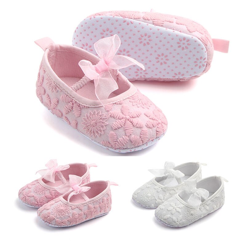 Cute Bows Baby Girl Shoes Lace Flower Soft Sole Newborn Baby First Walkers Shoes Girls Infant Toddler Crib Shoes Booties