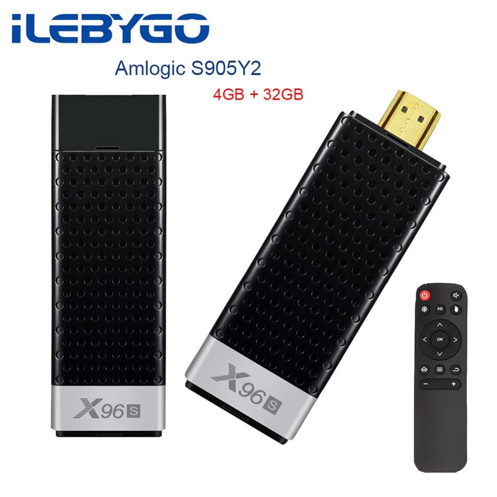 Ilebygo-minitv Stick X96S 4K, con Android 8,1, 4GB, 32GB, S905Y2, Quad Core, wi-fi Dual 2,4 GHz/5GHz, Bluetooth 4,2, 1080P, H.265, Dongle de TV inteligente: Enchufe estadounidense / 4g 32g