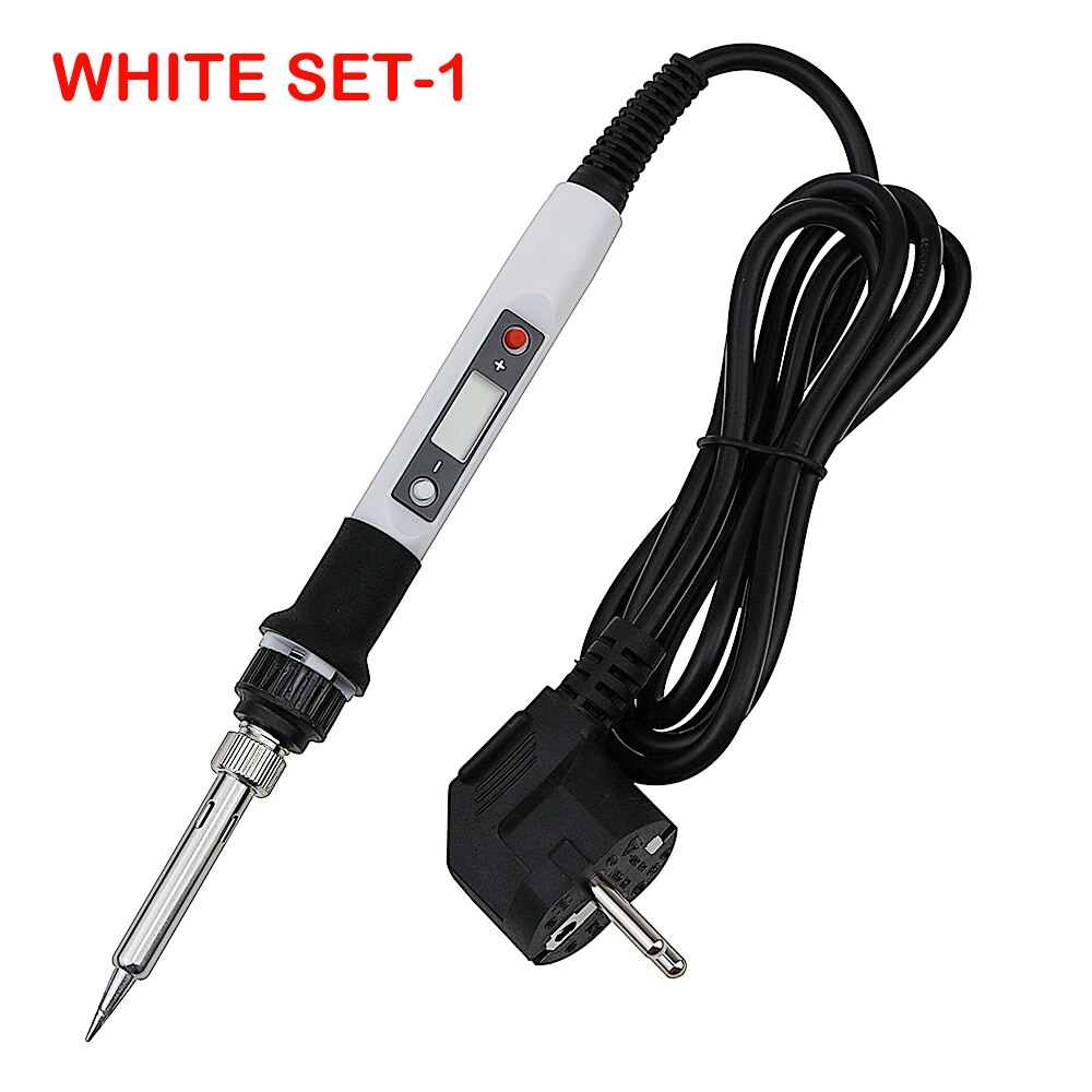 80W Lötkolben Digitale Einstellbare Temperatur Elektrische Solder Station Schweißen Werkzeuge Kit 220V 110V Rework Entlöten Reparatur: 220V EU Plug / White SET-1