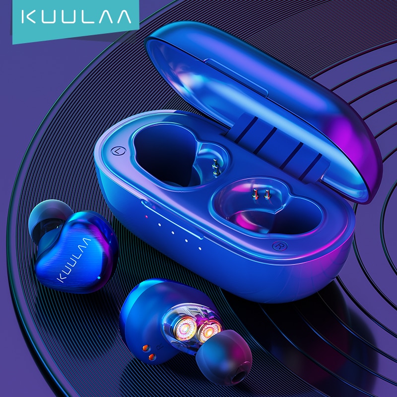 KUULAA TWS Fingerabdruck berühren Bluetooth Kopfhörer, Doppel ziehen um Spule HD Stereo Drahtlose Kopfhörer, Lärm abbrechen Gamer Headset