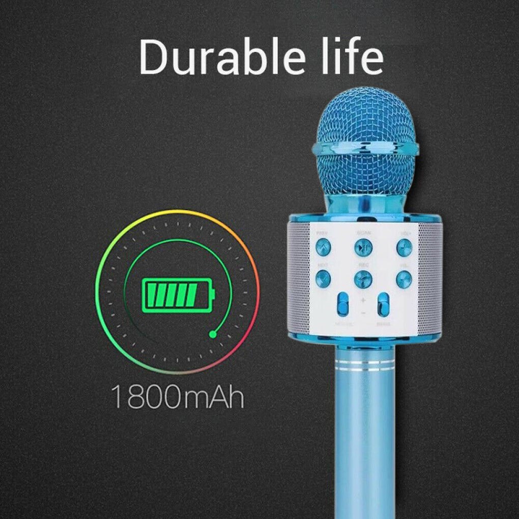 WS858 Portable Wireless Bluetooth Singing Microphone Handheld Smartpnone Speaker Mic for Home KTV Outdoor Party