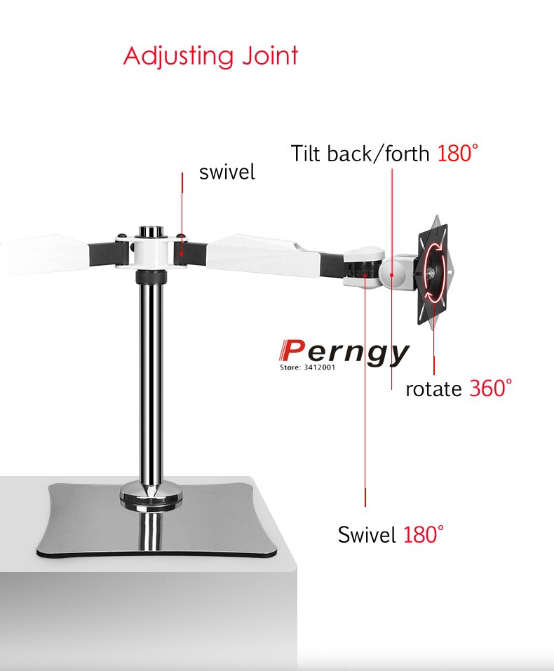 ) DL-T300-140 10-27" BIG base stainless steel Monitor desktop mounts Arm Full Motion Computer stand vesa bracket
