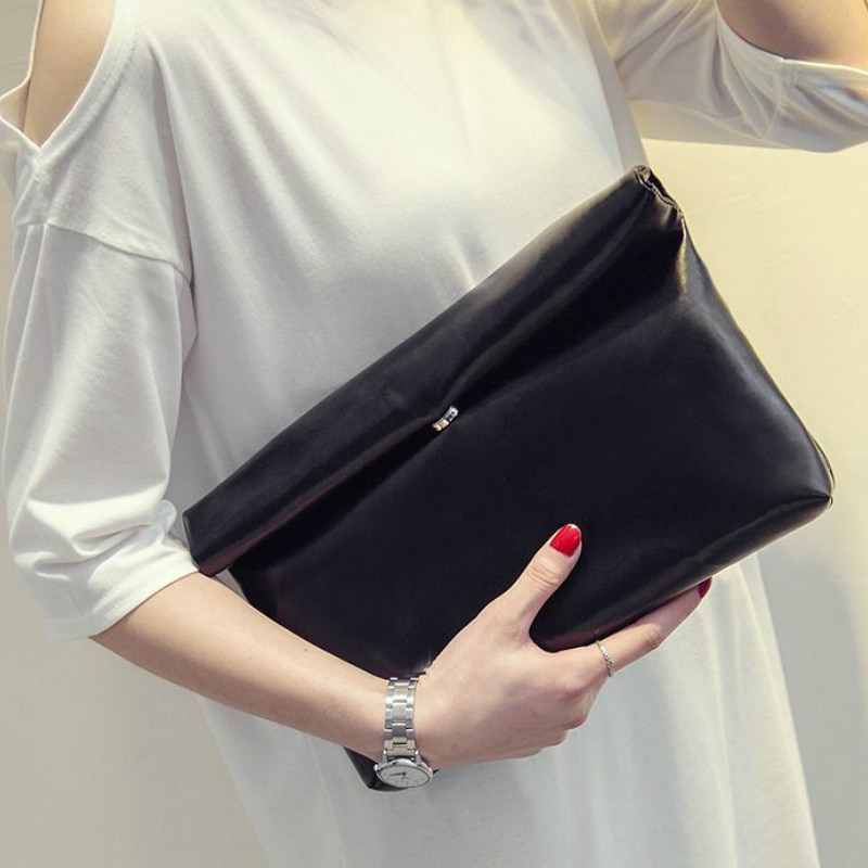 Mode Vrouwen PU Lederen Aktetas Luxe Handtas Envelop Grote Clutch Purse Bag Reizen Effen Zwart Blauw Rood