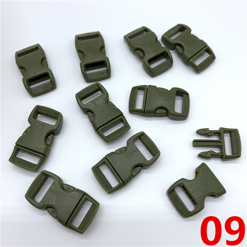 10 sztuk/partia 10mm boczne zwolnienie klamra zakrzywione spadochron 550 bransoletka Paracord dla obroża pasek taśmy odkryty obóz: 09