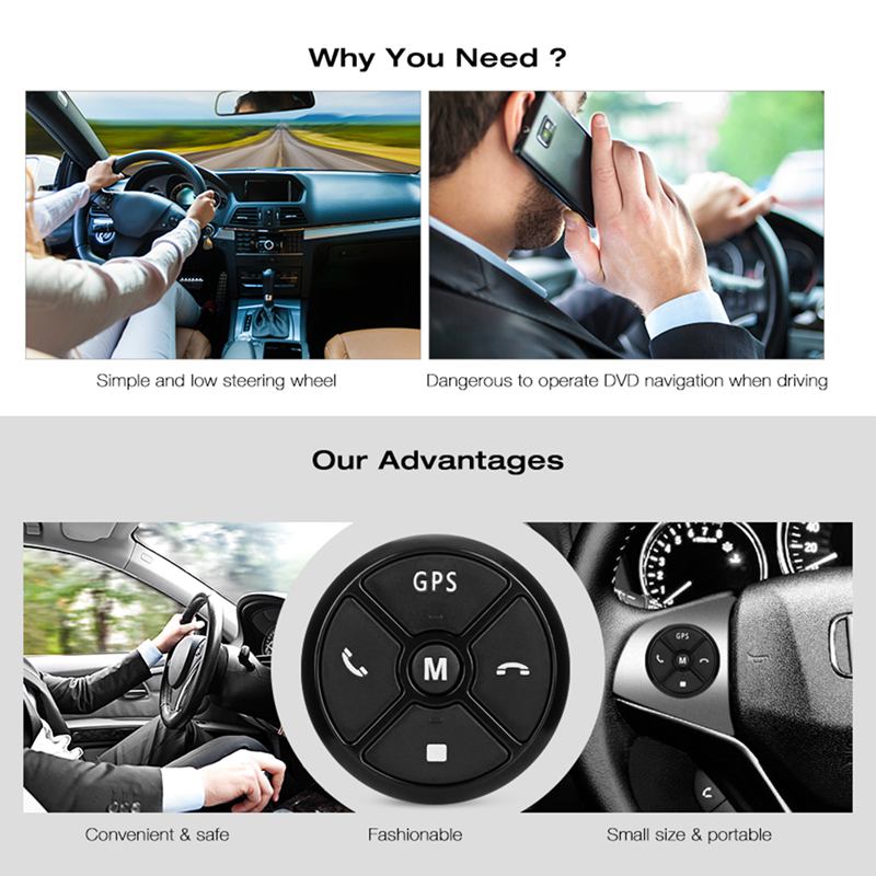 Mando Universal para volante de coche 4Key Music inalámbrico DVD GPS navegación volante Radio Control remoto botones negro