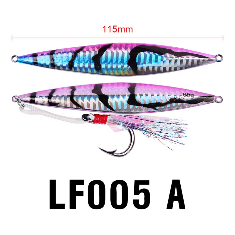 Leurre de pêche au gabarit 1 pièce leurres de poisson au plomb holographique à pas lent poids 65g-2.3oz matériel de pêche 11.5cm crochets appâts de bateau: Color A / Within one Hook