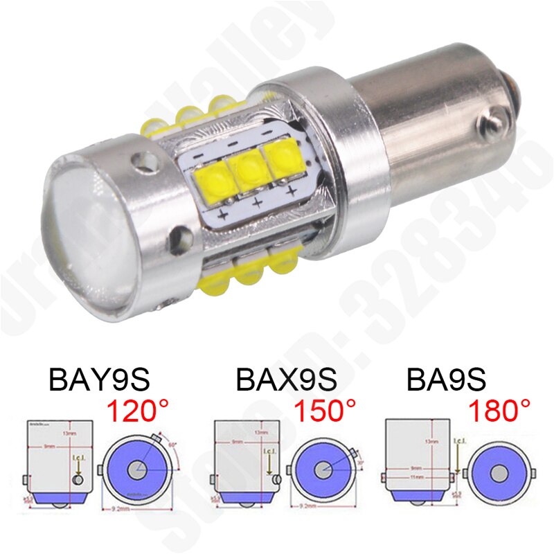 2 stk. bugt 9s ba9s bax 9s xbd  h6w 16 chips ledet hvid canbus fejlfri led baklygter 80w hvide