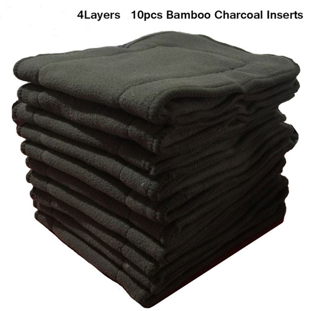 Ohbabyka-couches lavables | Paquet de 10 couches, Couche Lavable, Microfibre, charbon de bambou, tissu de Couche, Inserts de couverture de couches: 4layers bamboo