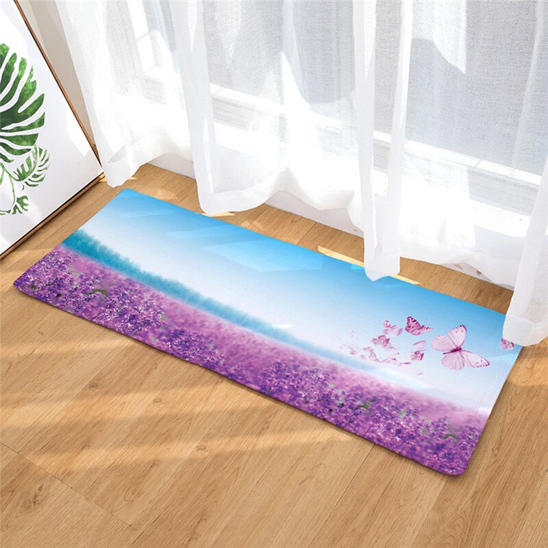 Peinture à la lavande antidérapante flanelle | 40x60cm, tapis de salle de bain, d'absorption d'eau, tapis de sol, tapis de porte, directe: 8