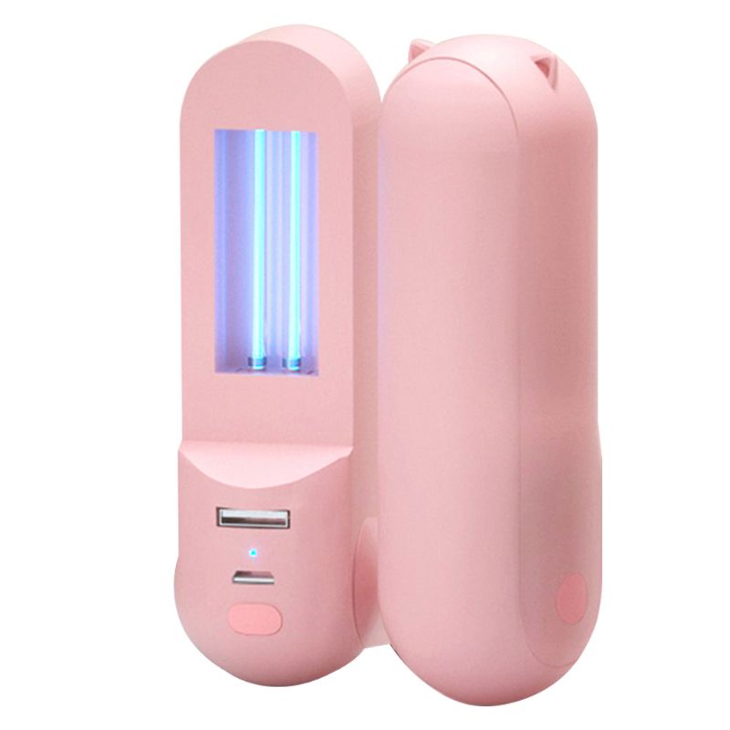 Portable UV Light Sanitizer Wand Handheld Disinfection USB Lamp Power Bank Lovely for Home Office Travel Use: PIink