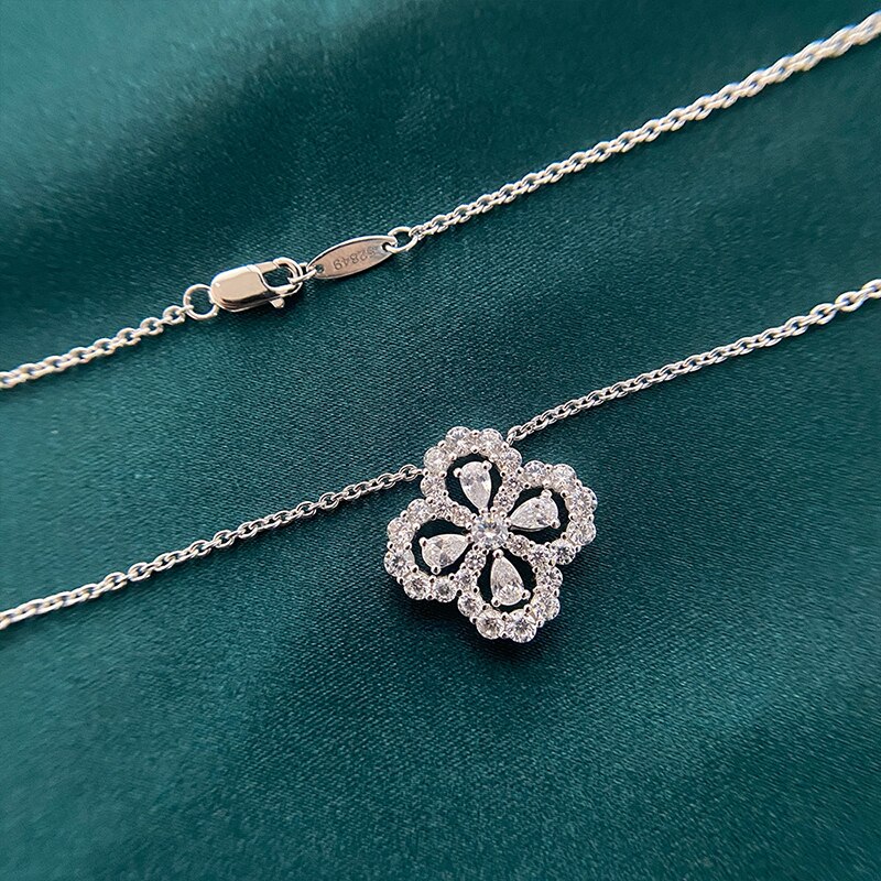 Luxe 925 en argent Sterling pendentif collier pour femmes quatre feuilles longue chaîne collier de bijoux de mariage collier de plata