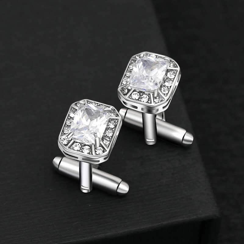 Boutons de manchette de luxe en cristal pour hommes, ronds de , bijoux de , de mariage