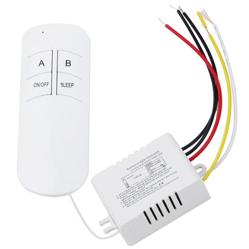 2 Set 220V ON/OFF Digital Wireless Light Lamp Home Wall Corridor Switch Splitter Box Durable Remote Control - 3 Port & 2 Port