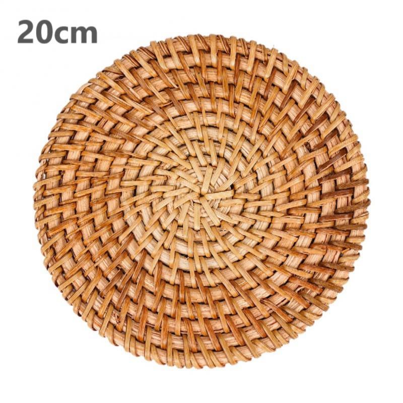 1Pc Herfst Rotan Hand-Woven Coaster Creatieve Eettafel Mat Kom Mat Pot Mat Ketel Mat Isolatie Pad mon-Slip Mat: 20cm