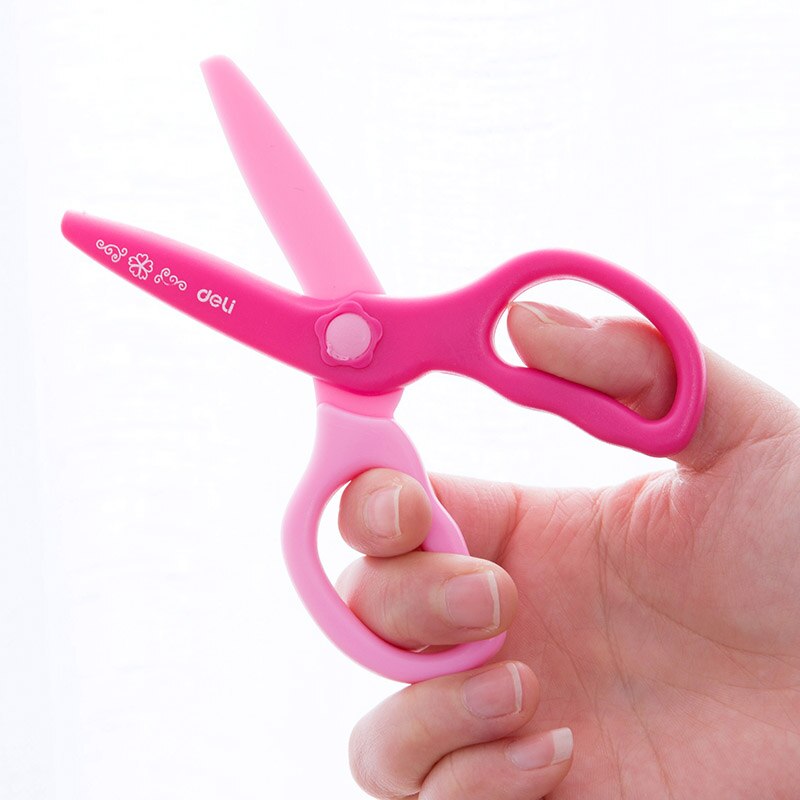 Deli Kindergarten Plastic Handcrafted Pupil Scissors Children Use Paper Cutter safe Plastic Scissors Children School Supplies