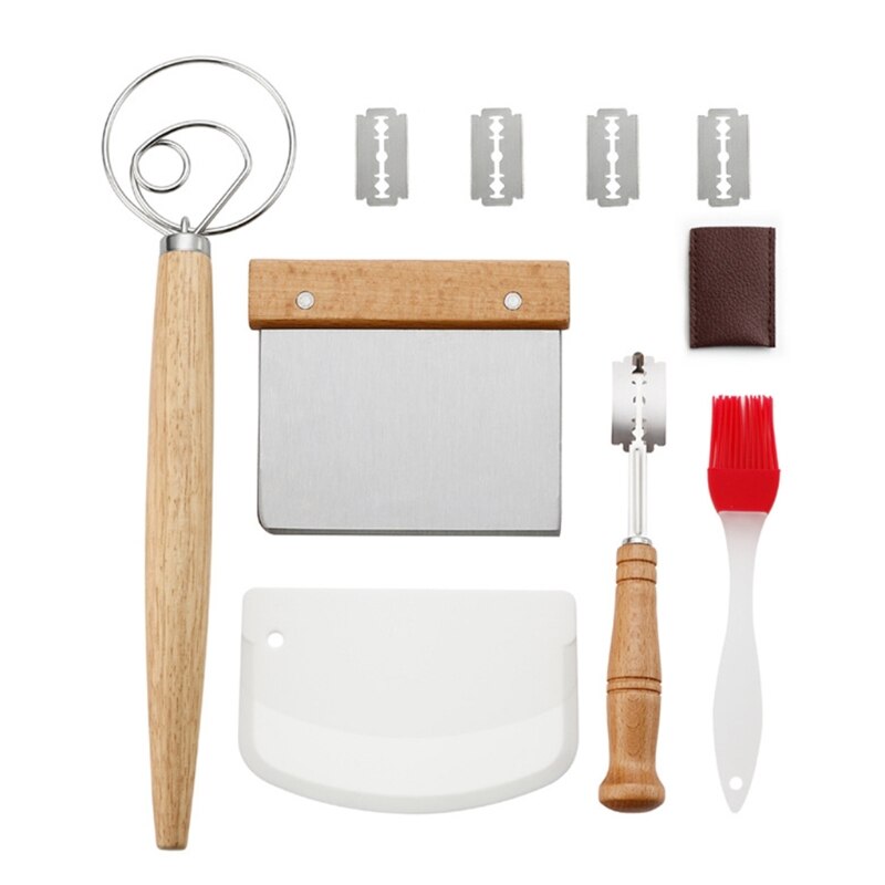 Deense Deeg Garde Brood Mixer Set Haak Nederlandse Garde Rvs Brood Slicer Deeg Schraper Bladen Voor Brood Deeg: Licht Geel