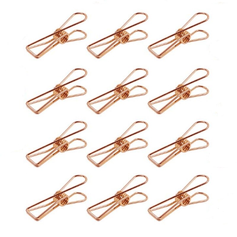 Förpackning  of 25 roséguld små metallklämmor - klädstrådsklämmor för flera ändamål