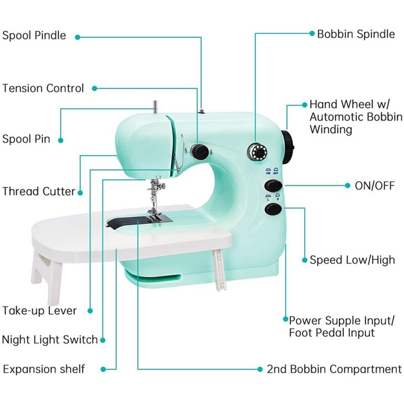 Mini Naaimachine Draagbare Elektrische Naaimachine Voor Beginners Lichtgewicht Repareren Tailor Machine Us Plug