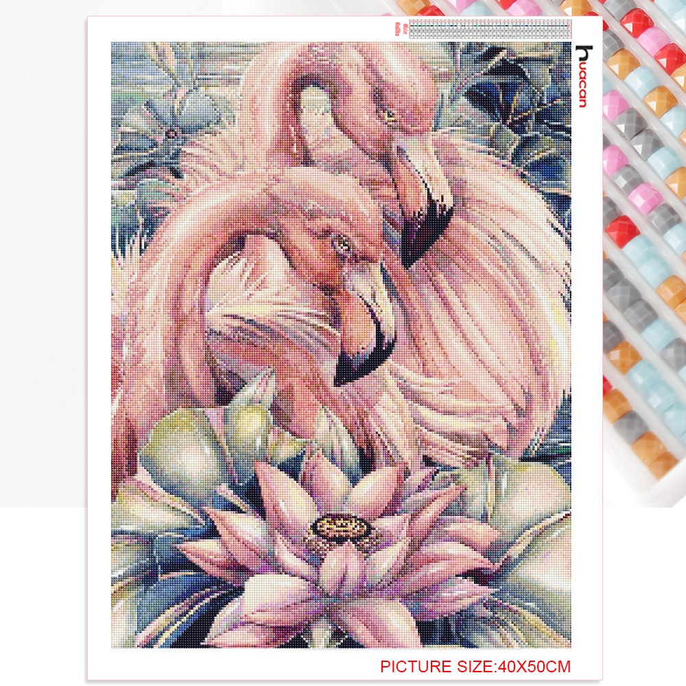 Huacan diy diamant maleri flamingo fuld firkantet diamant mosaik dyr boligindretning diamant broderi tilbehør