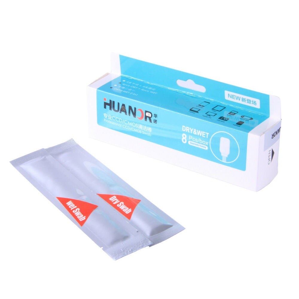 8Pcs HUANOR Dry &amp; Wet CCD/CMOS Swab Camera Sensor Cleaning Cleaner for Canon Nikon Sony Olympus