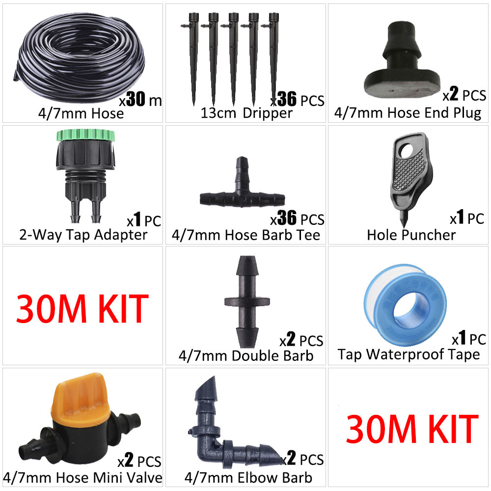 4/7mm Hose Drip Irrigation System 360 Degree Adjustable 8 Hole Sprinkler Garden Watering Kit Inserting Ground Micro Flow Dripper: Light Grey