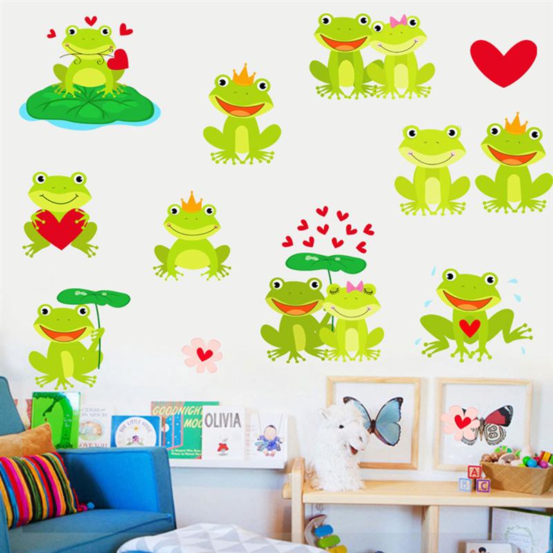 1PC Frog Wall Decal Removable PVC Wall Sticker Decorative Wallpaper for Home Living Room Bedroom Kids Room(Light Green)