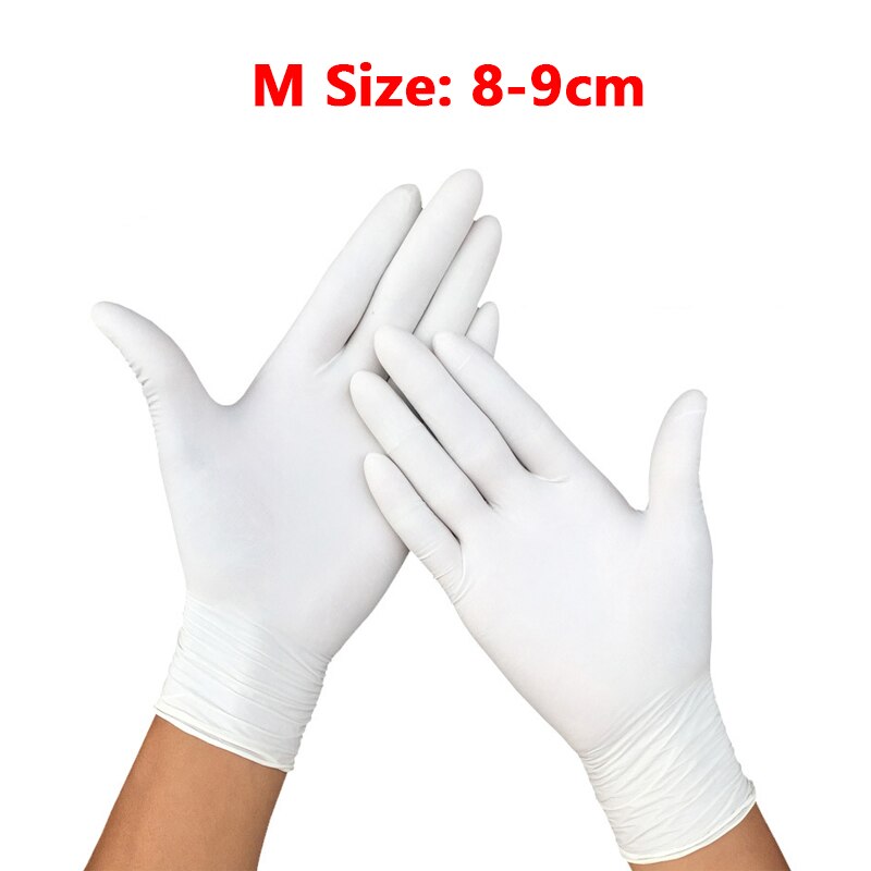Guantes de protección desechables de nitrilo, 100 Uds., resistentes al agua, guantes mecánicos de seguridad para uso doméstico en el trabajo, de laboratorio: White M Size