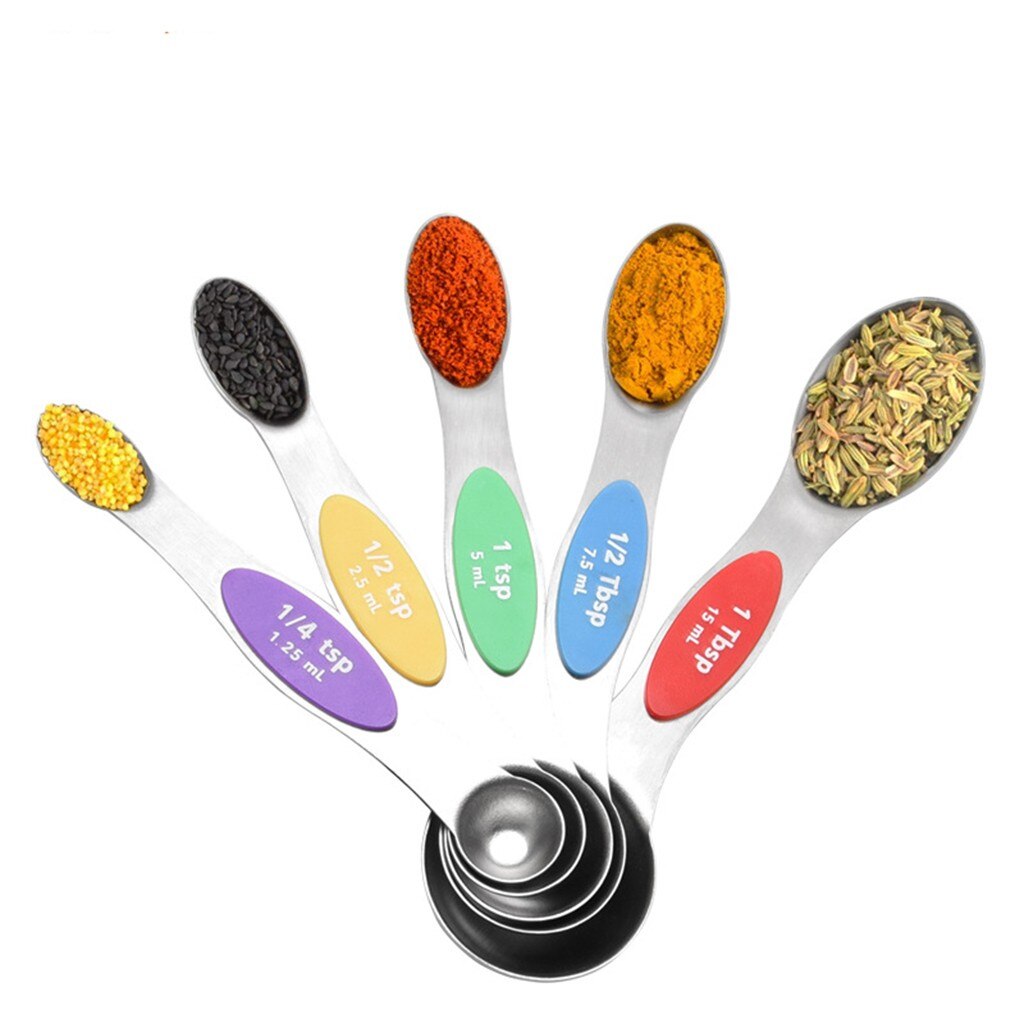 Fast ShippingPractical and Durable 5pcs Measuring Cups and Spoons Set Stainless Steel Kitchen Tool Baking Teaspoon