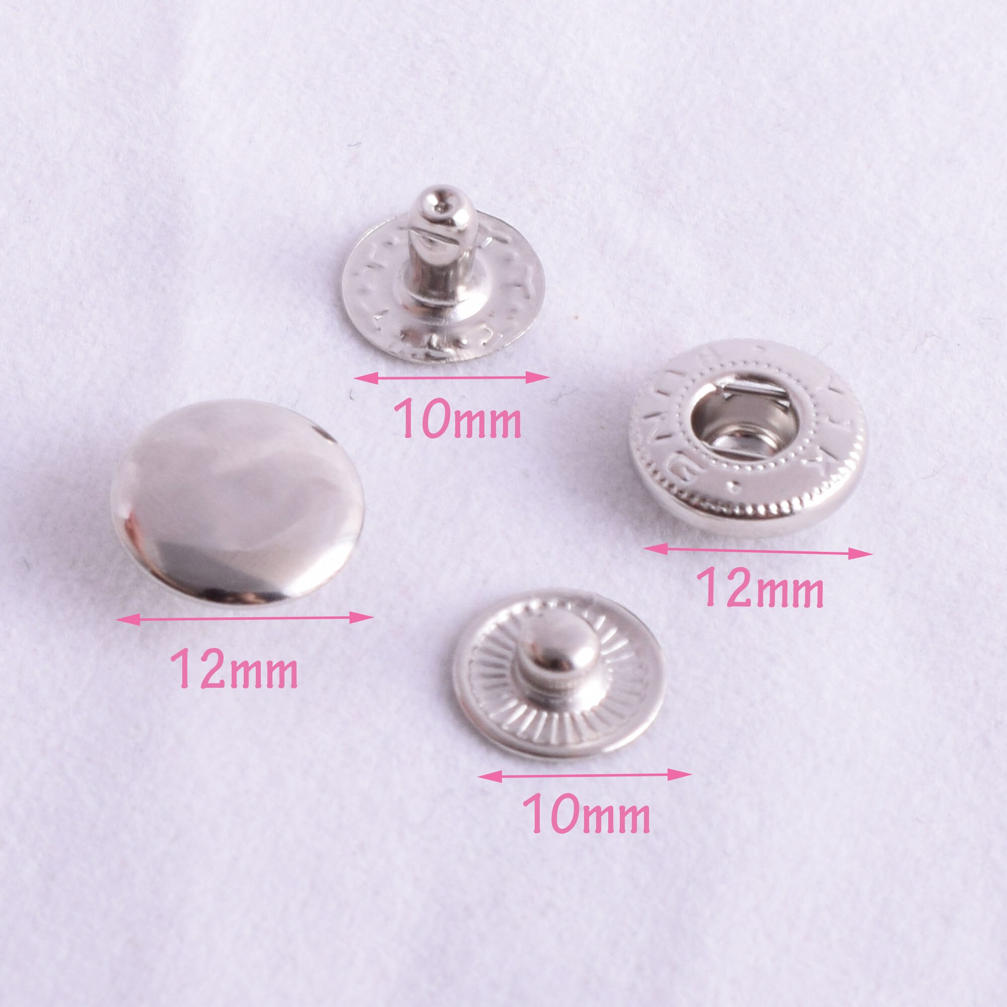 12mm Rose Gold Snap Button Snap Fasteners Press Studs Snap Rivet Buttons Poppers Snap Fasteners for Clothing Leather20/50sets